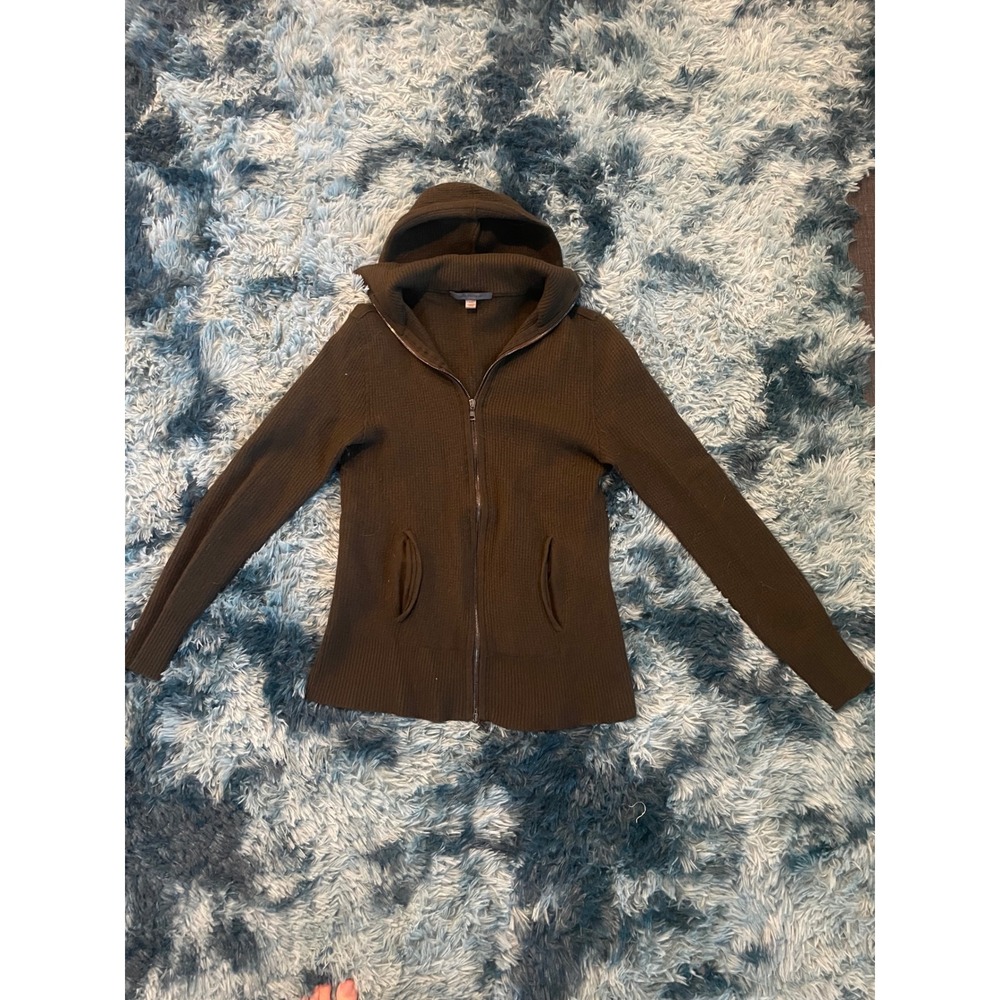 John Varvatos Womens XL Olive Green Knit Full Zip Up‎ Hoodie Sweater